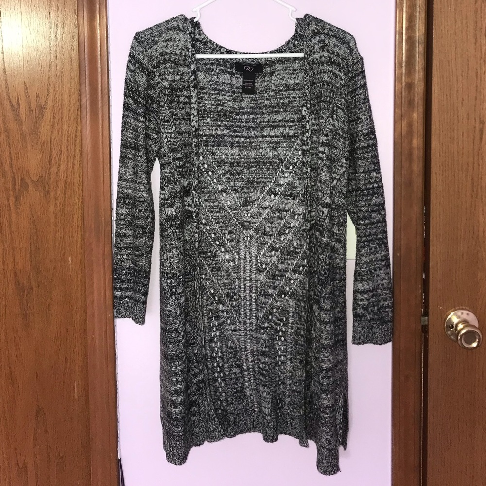 black and white knitted cardigan